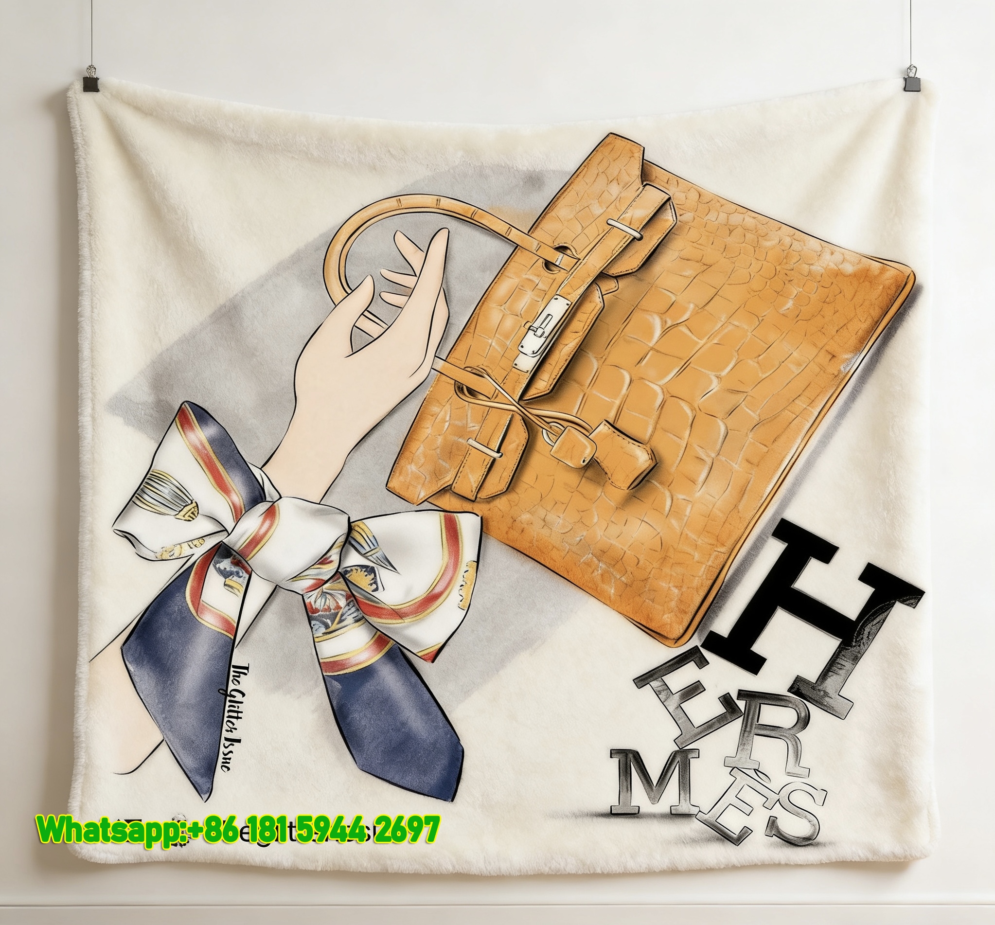 Luxury Hermès Birkin Flannel Throw Blanket IMG_5333